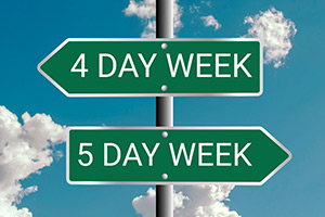 Sign pointing to a 4 day week